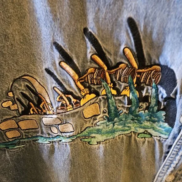 Vintage Disney Fantasia Men's Denim Blue Button Up Large - Picture 4 of 7